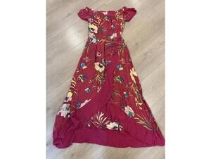 Red Floral Off-Shoulder Maxi Dress